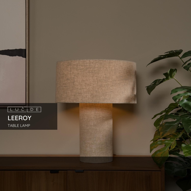 Lucide LEEROY - Stolná lampa - 1xE27 - Taupe